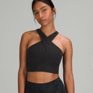 Lululemon Black Nulu Wrap Front Longline Sports Bra Size 6